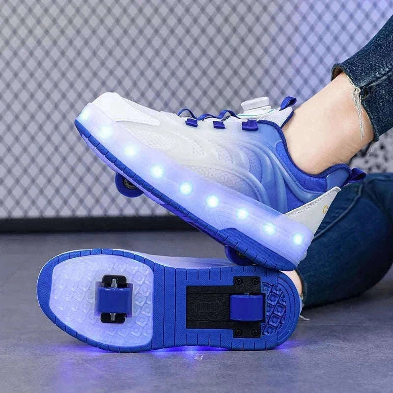 GlowRollers LED Skate Sneakers for Kids with Rolling Fun-YQ-168-Pink purple / 31