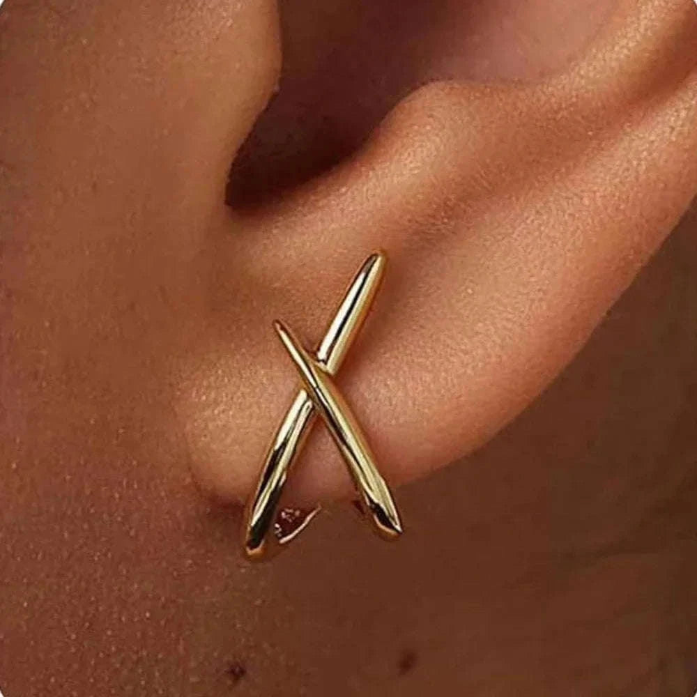 Gold Cross Stud Earrings for Women – Dainty Minimalist Jewelry-662490