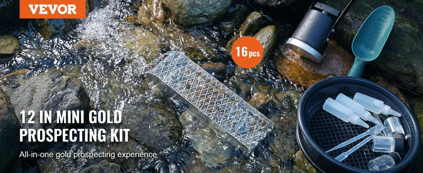 Gold Panning Kit with Mini Sluice Box 16–23 PCS Aluminum Set-United States / 50In 23PCS
