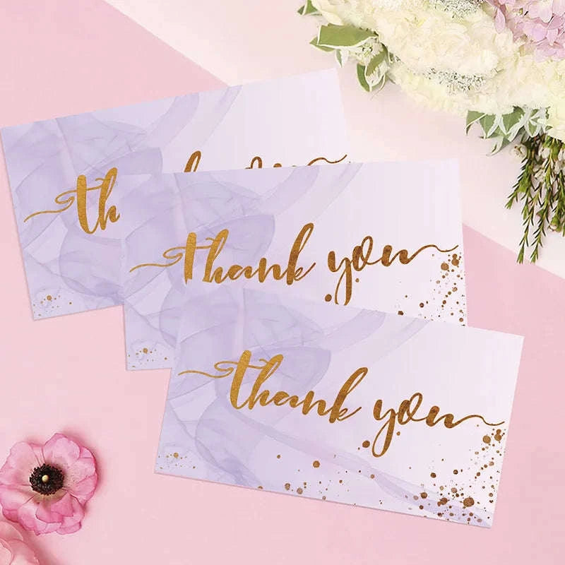 Gold Textured Thank You Cards - 50 Pack Elegant Gratitude Notes-50pcs pink