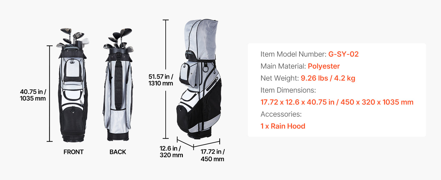 Golfová taška na vozík s 14-dielnym rozdeľovačom a 13 úložnými vreckami