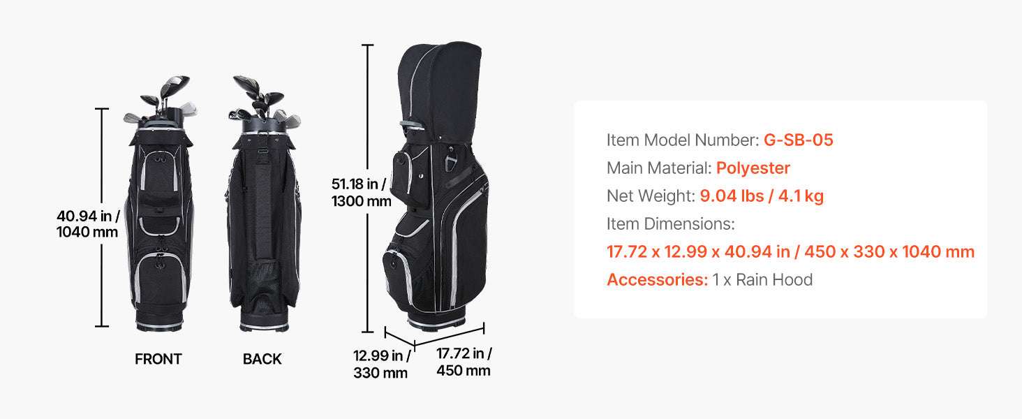 Golf Cart Bag with 14-Way Divider & 13 Storage Pockets-900D polyester / United States
