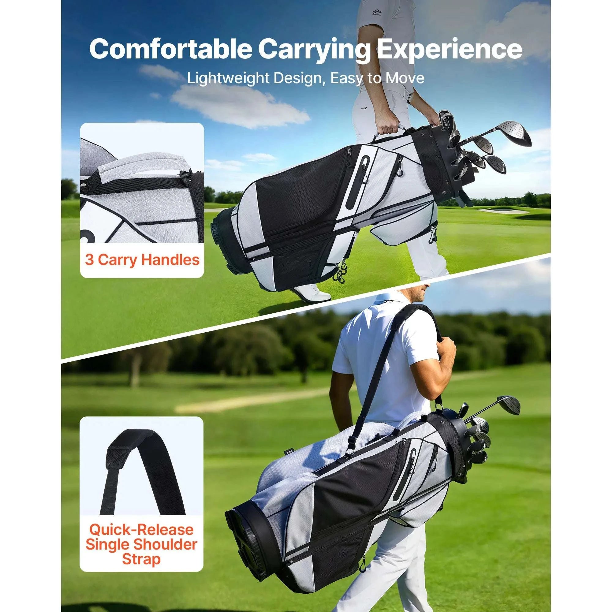 Golf Cart Bag with 14-Way Divider & 13 Storage Pockets-900D polyester / United States