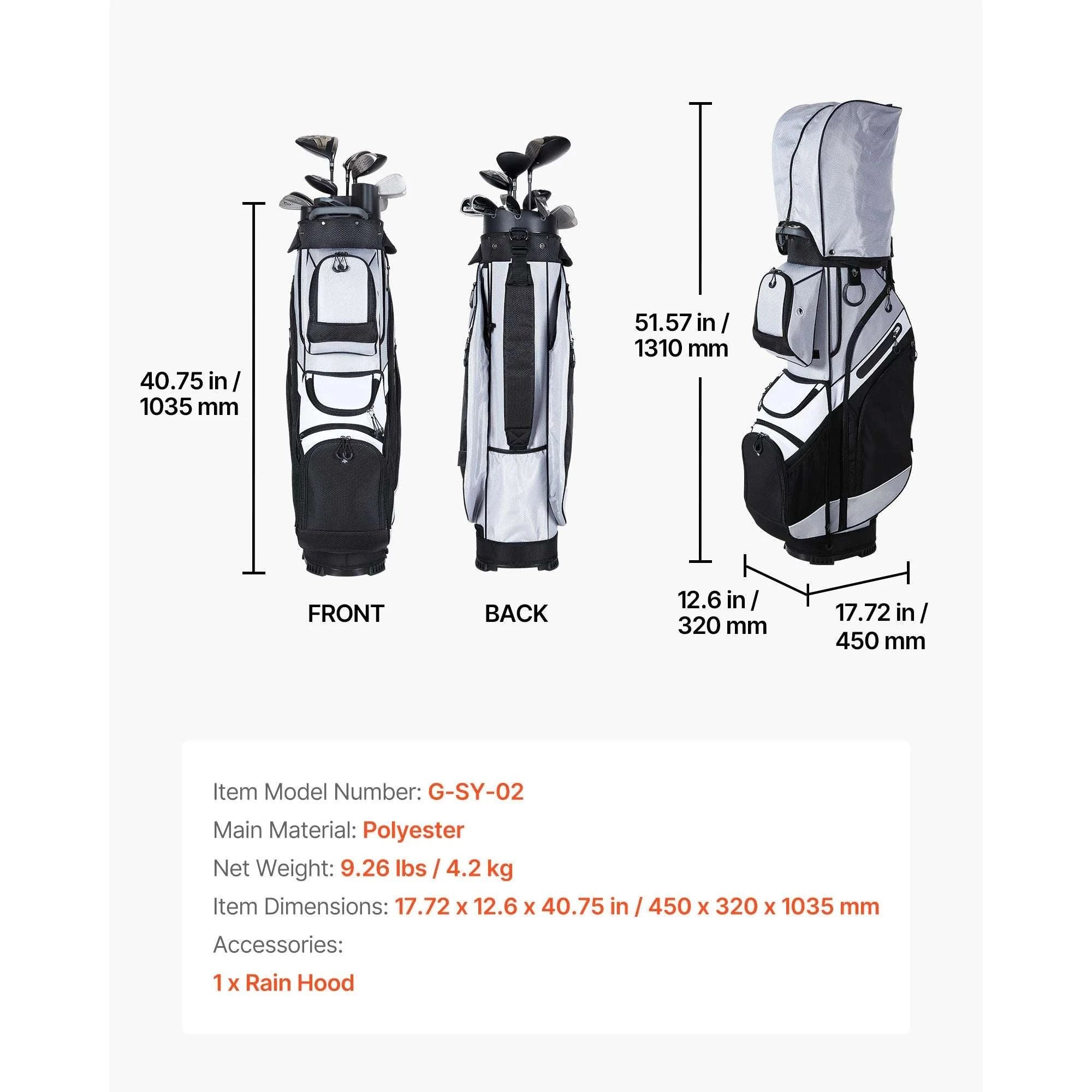 Golf Cart Bag with 14-Way Divider & 13 Storage Pockets-900D polyester / United States