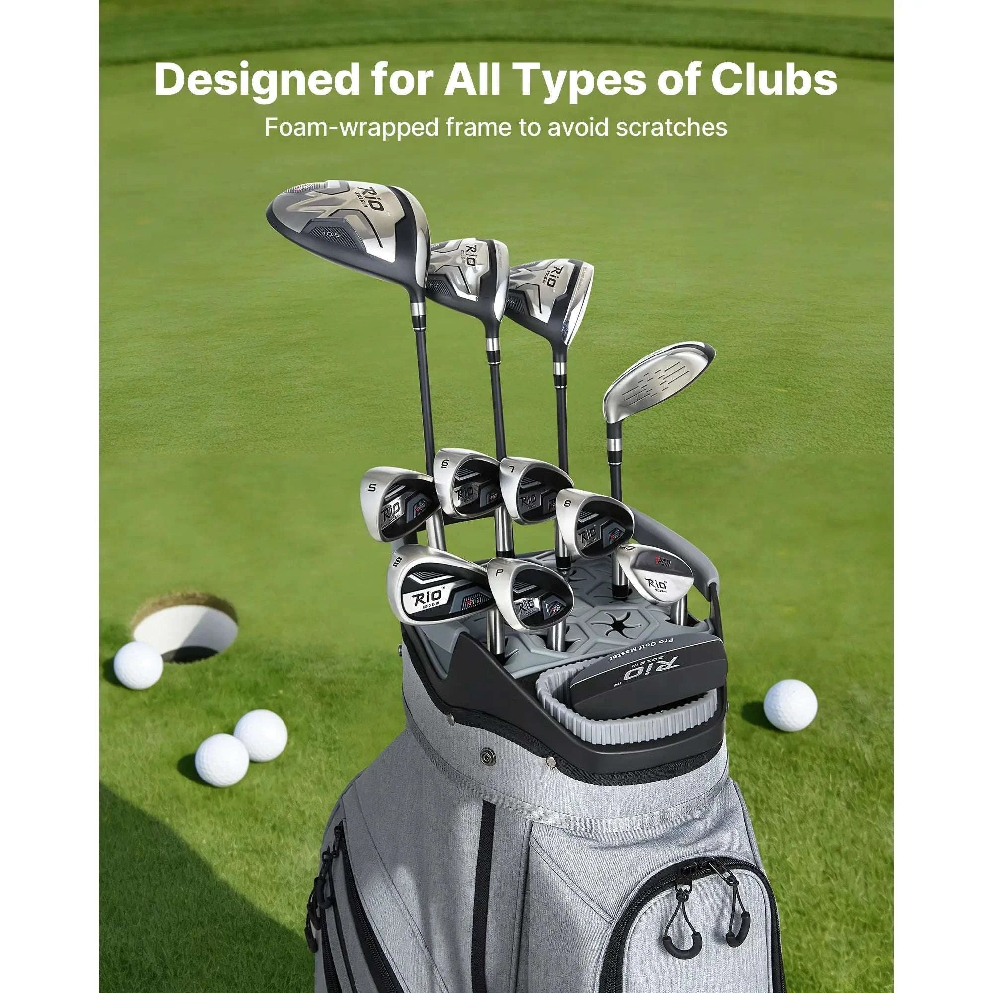 Golf Cart Bag with 15-Way Divider & Rain Hood Protection-15 Way / United States