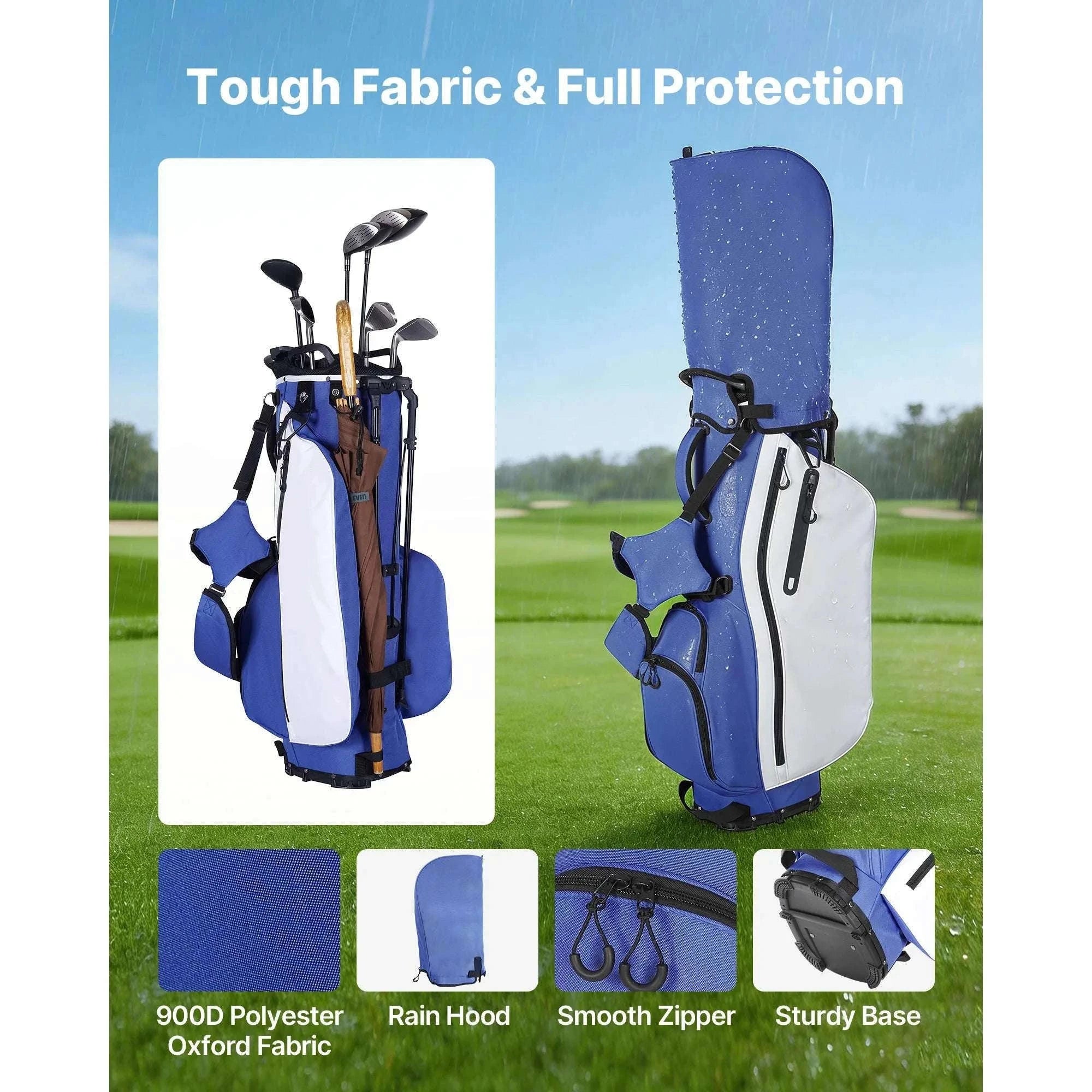 Golf Cart Bag with 7/14 Way Dividers, Storage Pockets & Straps-7 Way / United States