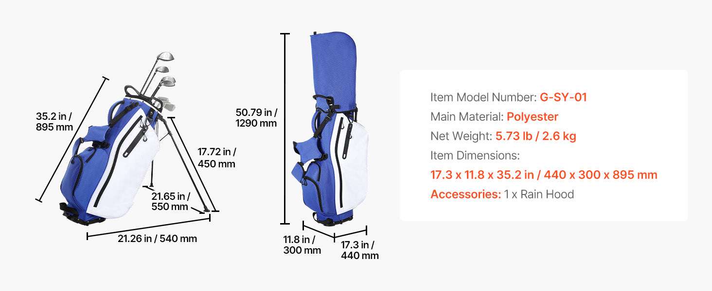 Golf Cart Bag with 7/14 Way Dividers, Storage Pockets & Straps-7 Way / United States