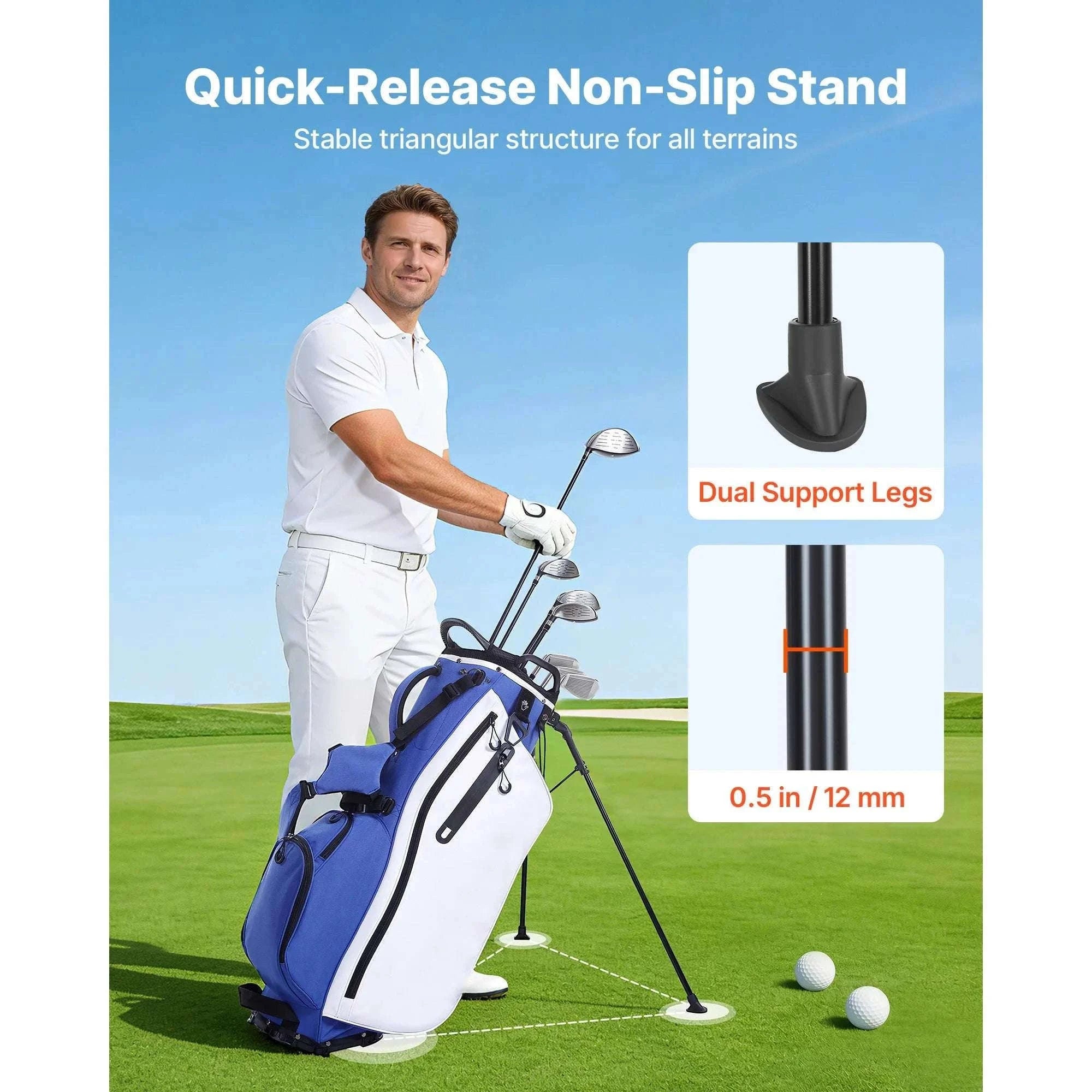 Golf Cart Bag with 7/14 Way Dividers, Storage Pockets & Straps-7 Way / United States