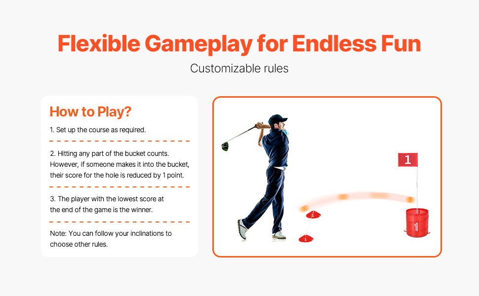 SucceBuy 3/6/9 Hole Backyard Golf Game Portable Bucket Golf Course Practice Chipping Games for Family Outdoor Sports