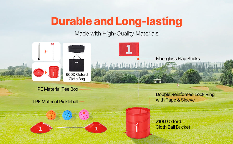 SucceBuy 3/6/9 Hole Backyard Golf Game Portable Bucket Golf Course Practice Chipping Games for Family Outdoor Sports