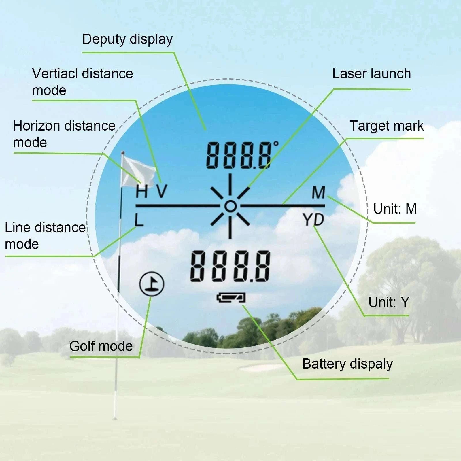 Golf Laser Rangefinder 1000M with Slope & Flag Lock Precision Meter-1000m