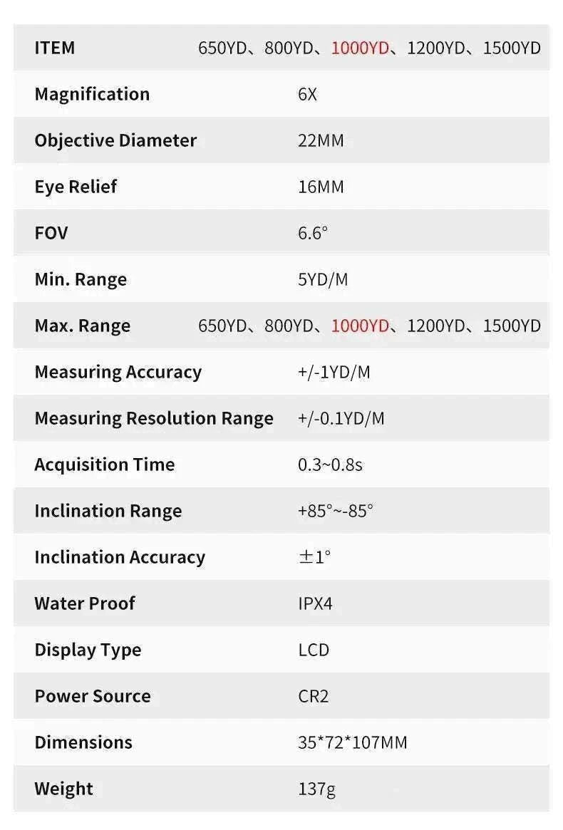Golf Laser Rangefinder 1000M with Slope & Flag Lock Precision Meter-1000m