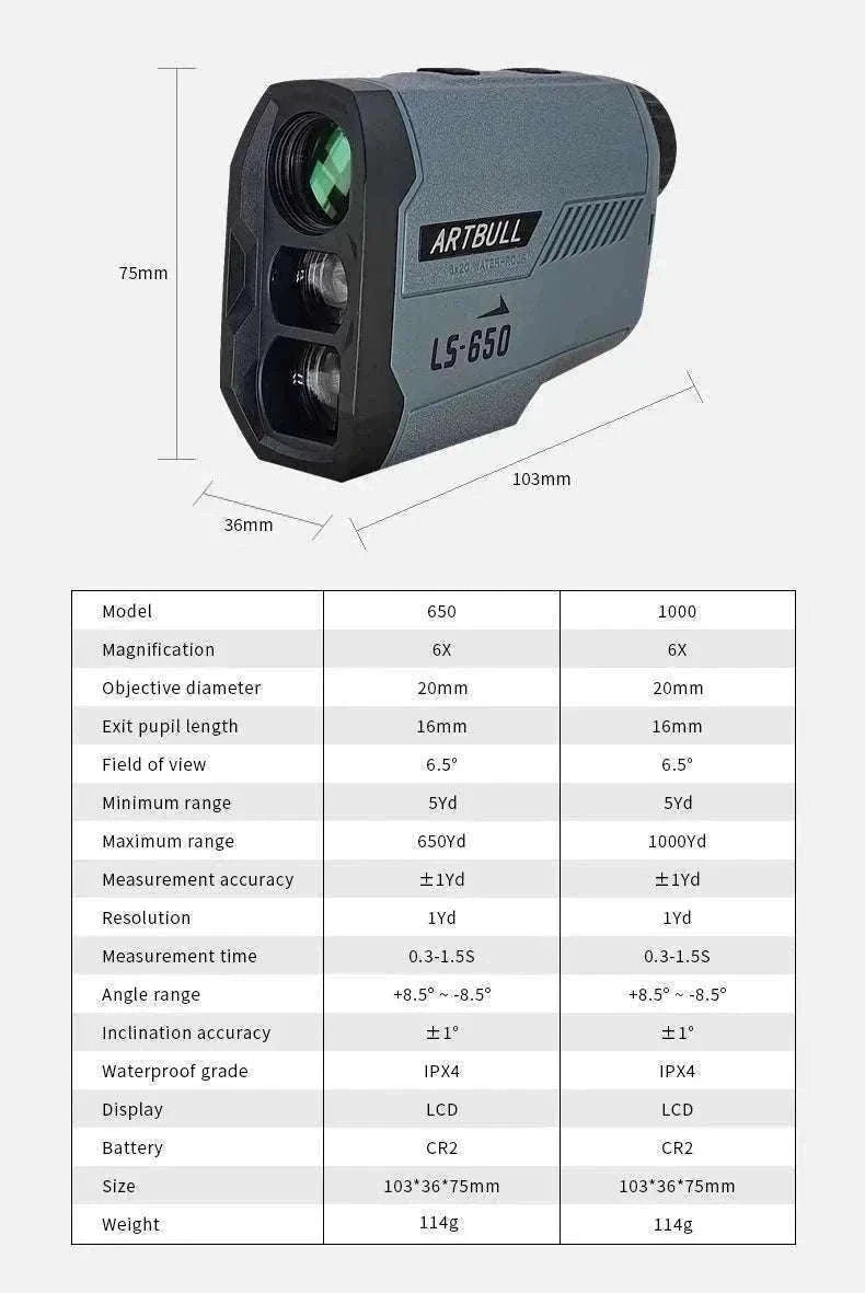 Golf Laser Rangefinder 1000M with Slope & Flag Lock Precision Meter-1000m
