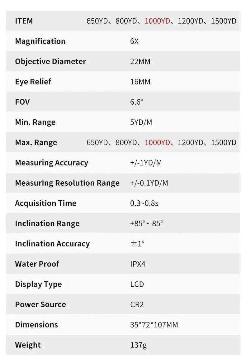 Golf Laser Rangefinder 1000M with Slope & Flag Lock Precision Meter-1000m