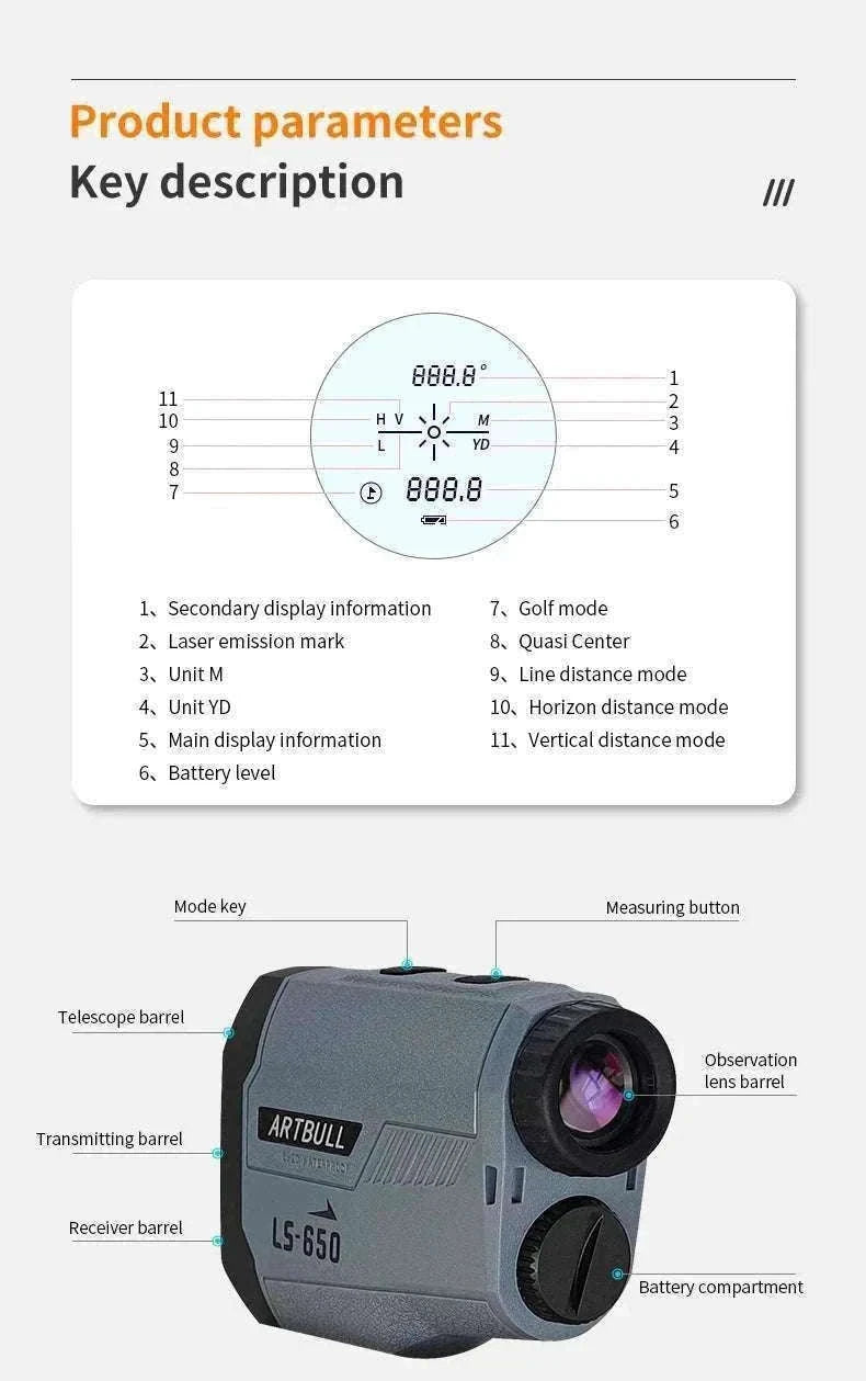 Golf Laser Rangefinder 1000M with Slope & Flag Lock Precision Meter-1000m