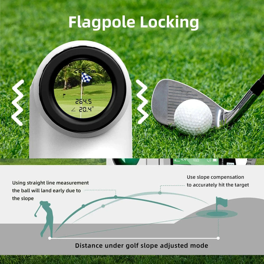 Golf Laser Rangefinder USB Rechargeable with Slope Compensation-Golf 600 White