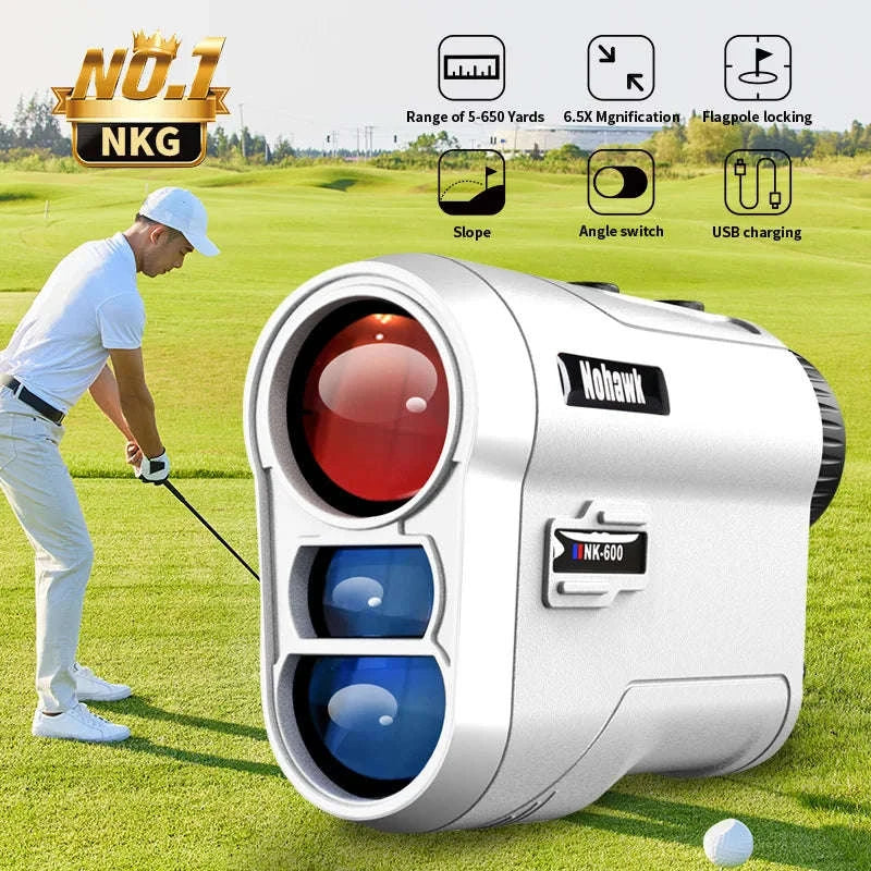 Golf Laser Rangefinder USB Rechargeable with Slope Compensation-Golf 600 White