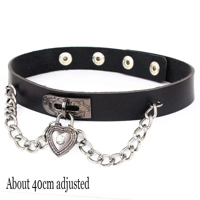 Gothic Chain Choker Necklace-Long Rivet