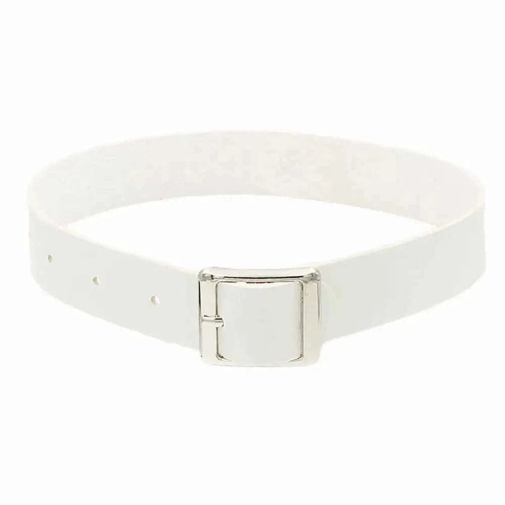 Gothic Chain Choker Necklace with PU Leather and Adjustable Fit-Long Rivet