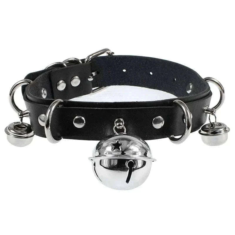 Gothic PU Leather Collar with Heart Pendant and Leash-Leash black