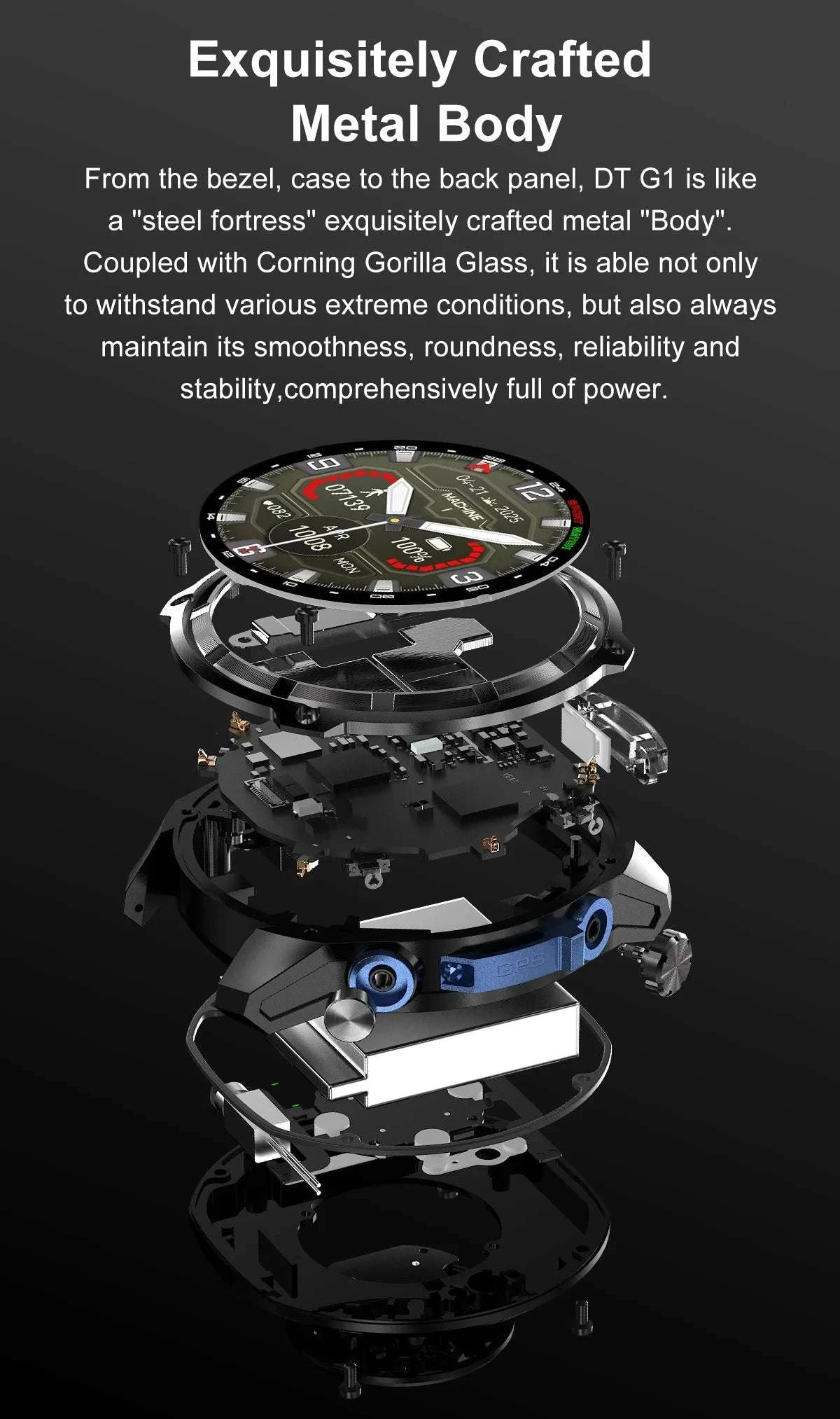 GPS Smartwatch with Offline Maps, AMOLED Display & 4GB Memory-Black Mesh Belt 2A / 1000mAh offline map