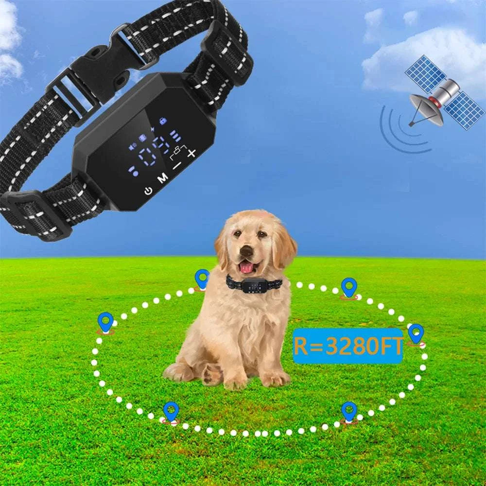 GPS Wireless Dog Fence Collar with 100–3300 ft Adjustable Range-black