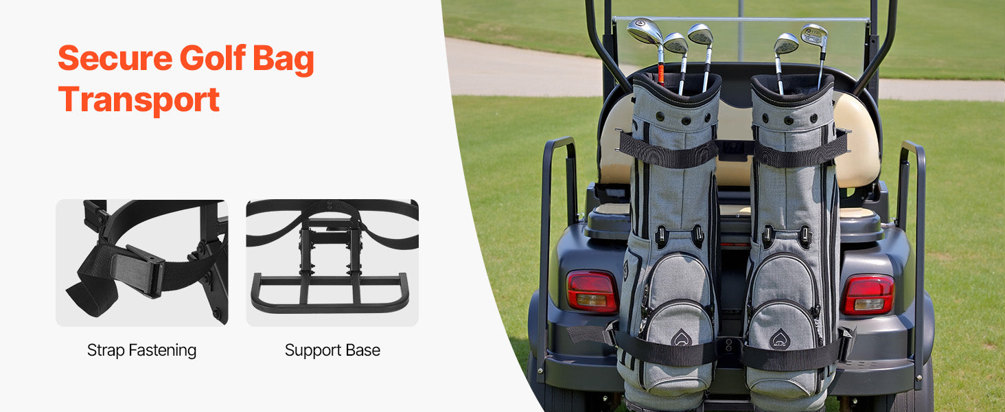 SucceBuy Golfwagen Rücksitz-Taschenhalter 70,7 x 40,9 x 78,5 cm, kompatibel mit den meisten Golfwagen mit hinterer Sitz-Griffstange, Schwarz