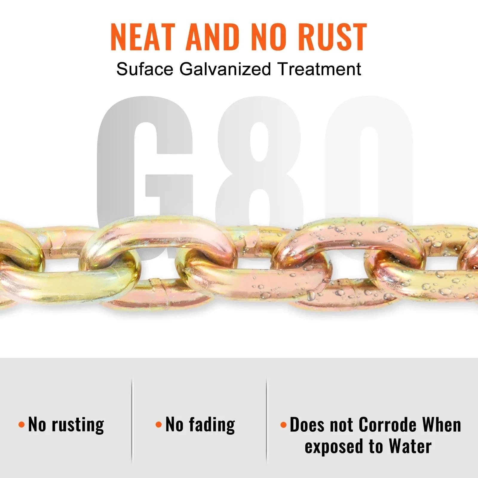 Grade 80 Binder Chain with Grab Hooks for Trailer & Load Tie Down-0.37in / 1pcs / United States