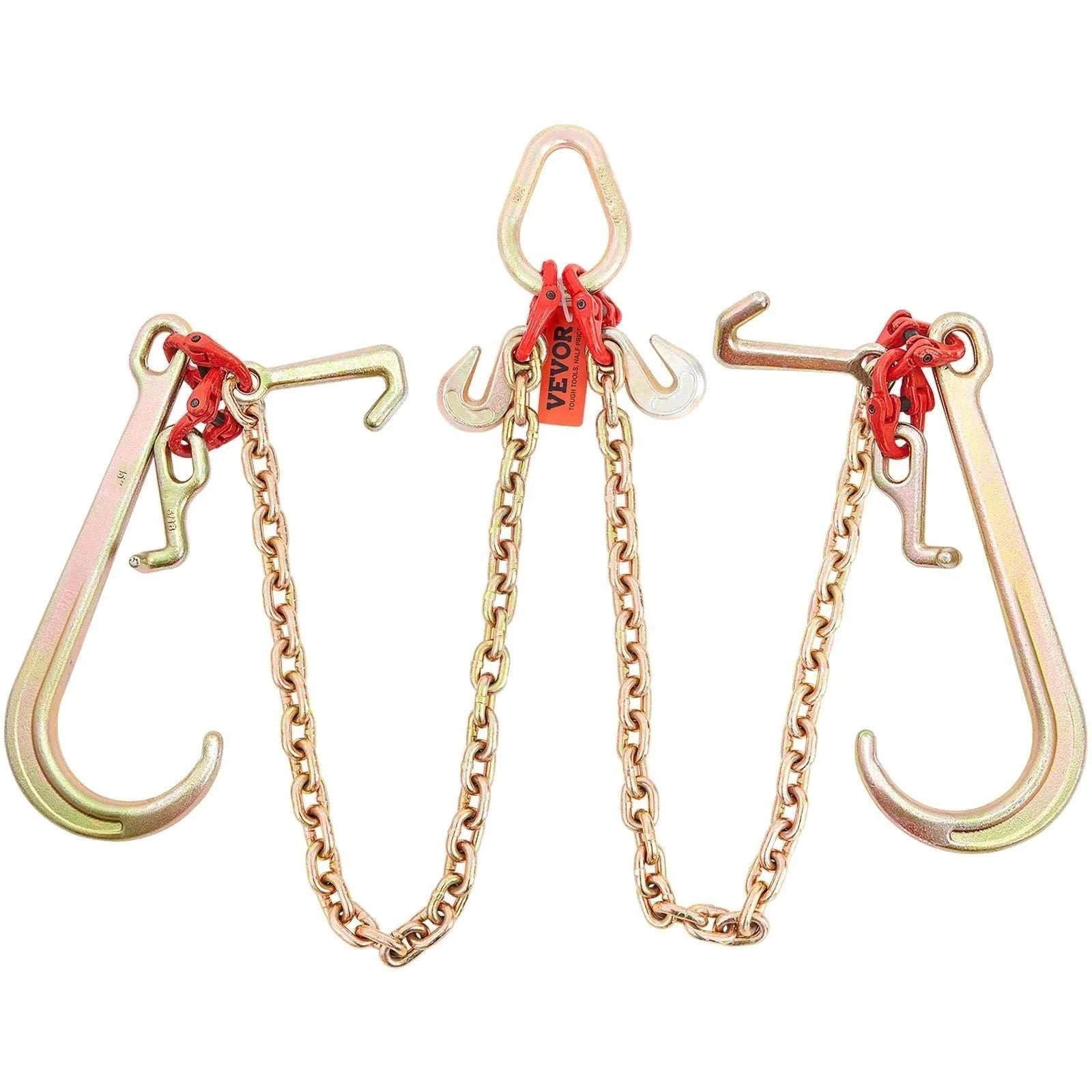 Grade 80 V-Chain Tow Bridle 5/16'' x 3' with Hooks & Shackle-United States