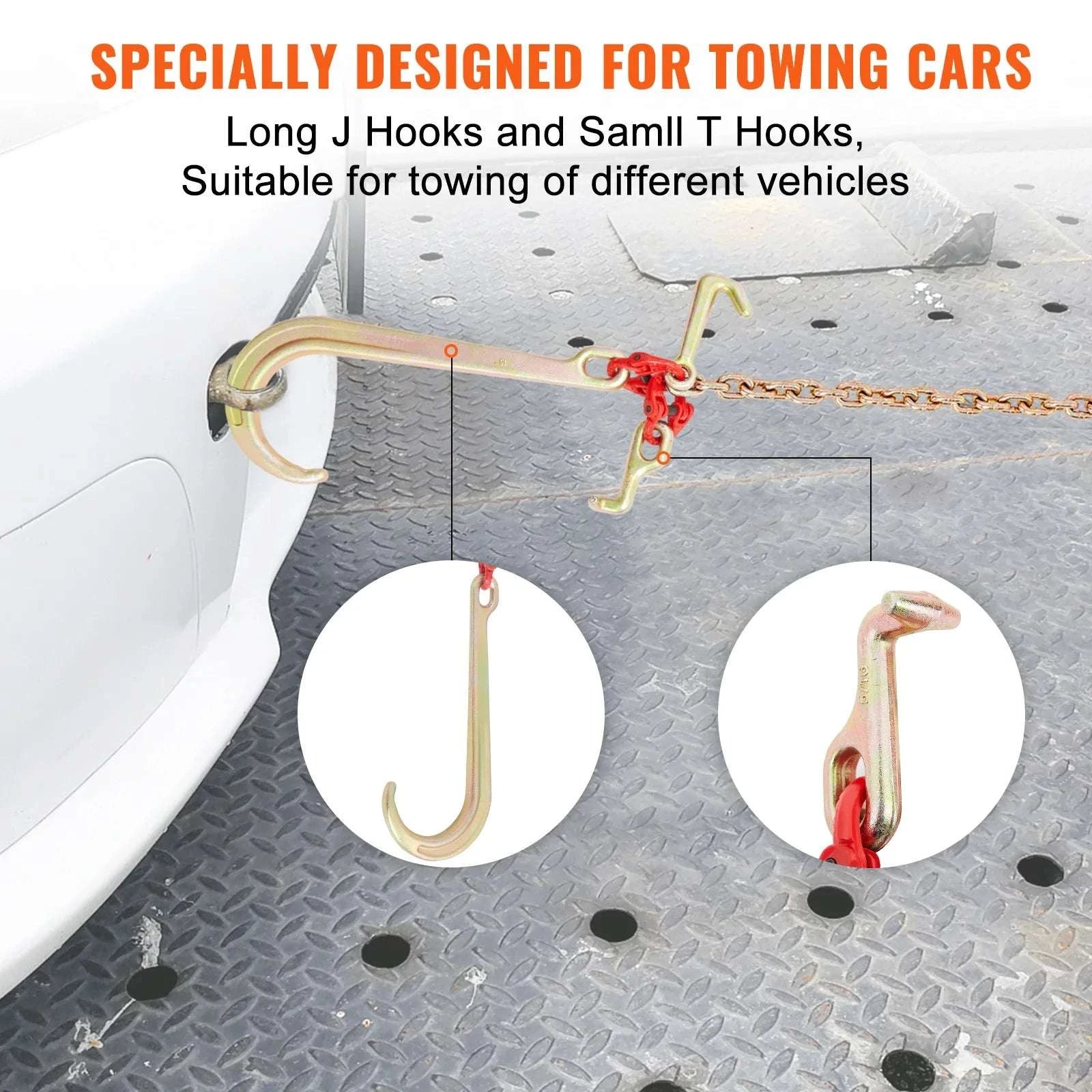 Grade 80 V-Chain Tow Bridle 5/16'' x 3' with Hooks & Shackle-United States