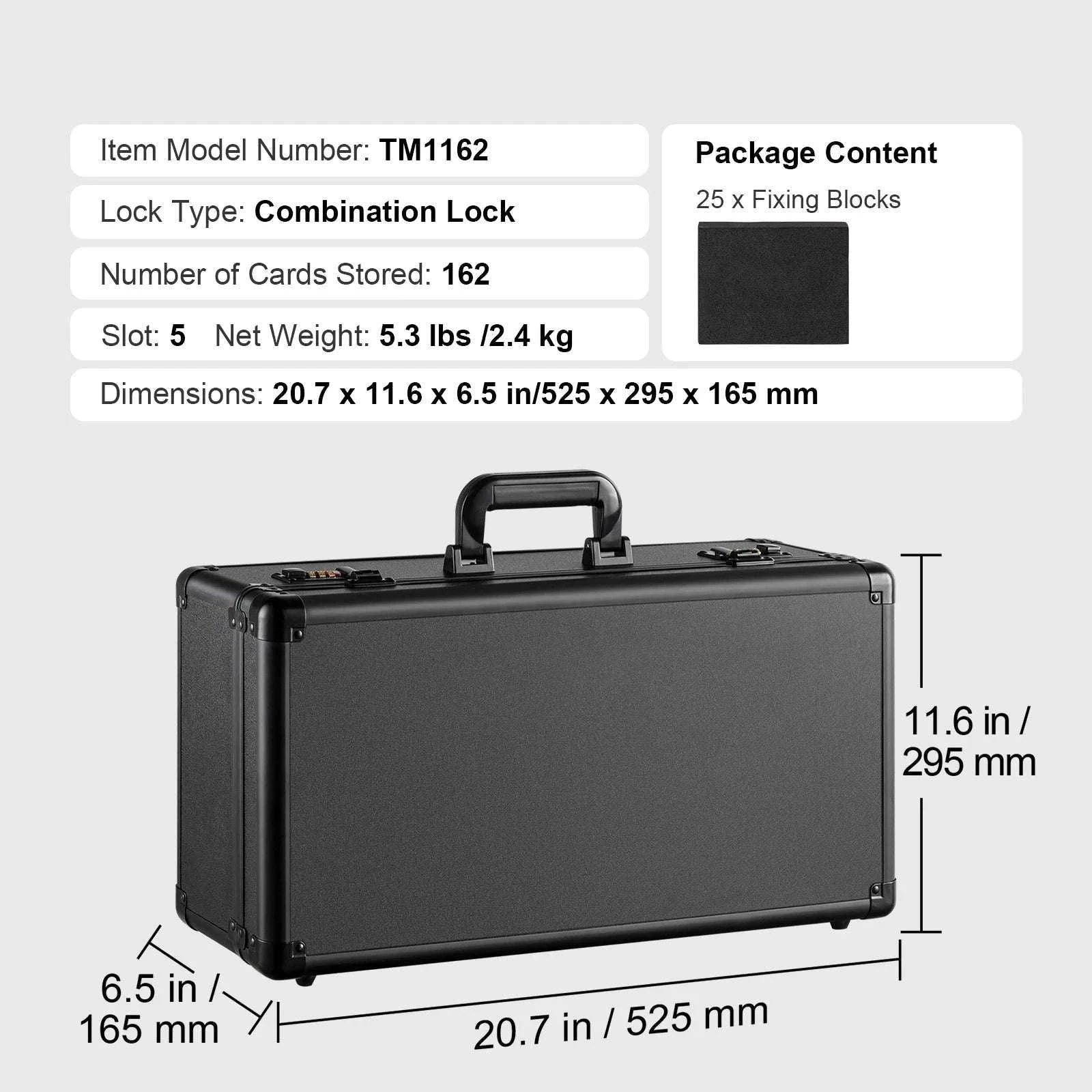 Graded Card Storage Box with Lock for PSA BGS SGC Cards-Combination Lock 108 / france