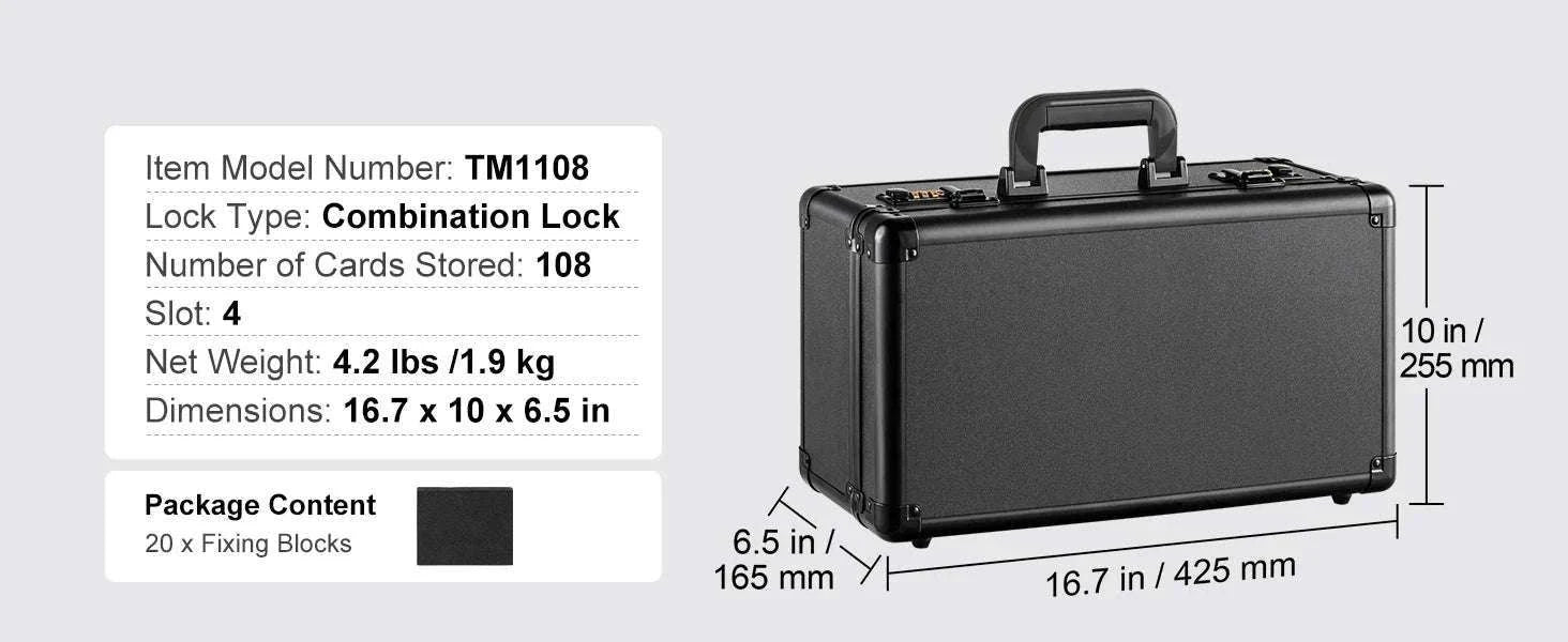 Graded Card Storage Box with Lock for PSA BGS SGC Cards-Combination Lock 108 / france