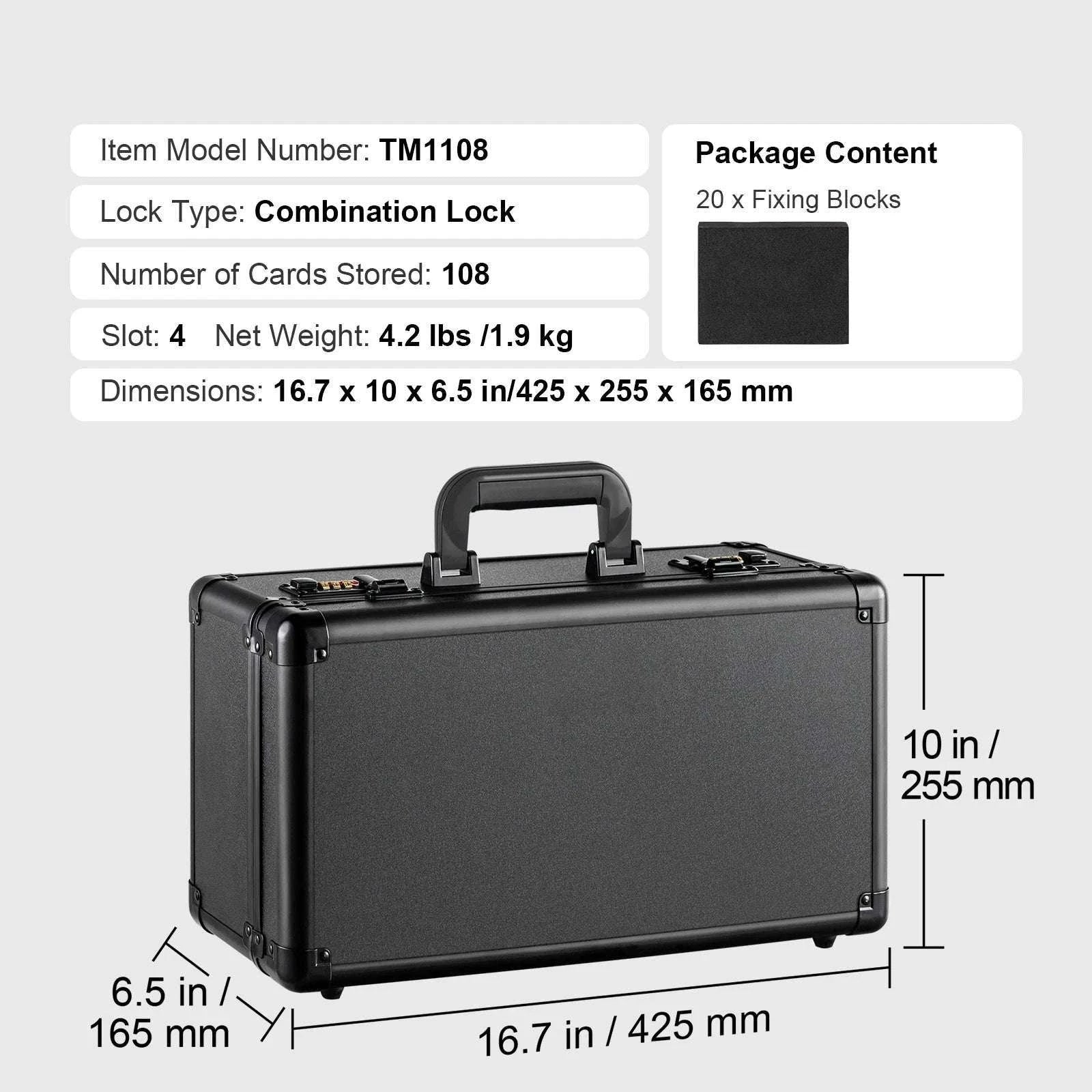 Graded Card Storage Box with Lock for PSA BGS SGC Cards-Combination Lock 108 / france