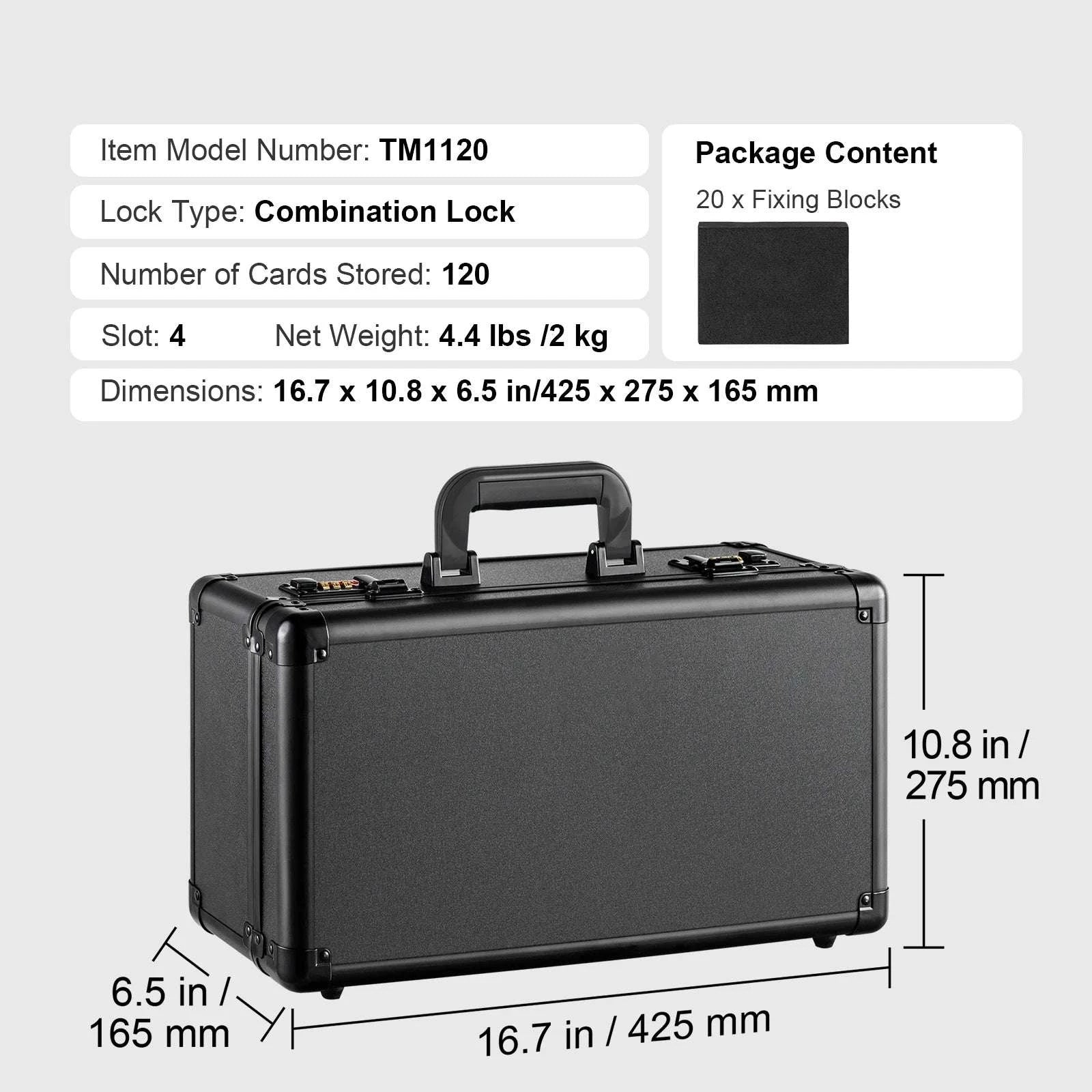 Graded Card Storage Box with Lock for PSA BGS SGC Cards-Combination Lock 108 / france