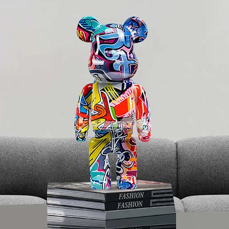 Graffiti Bear Resin Storage Figurine for Home Decor-R