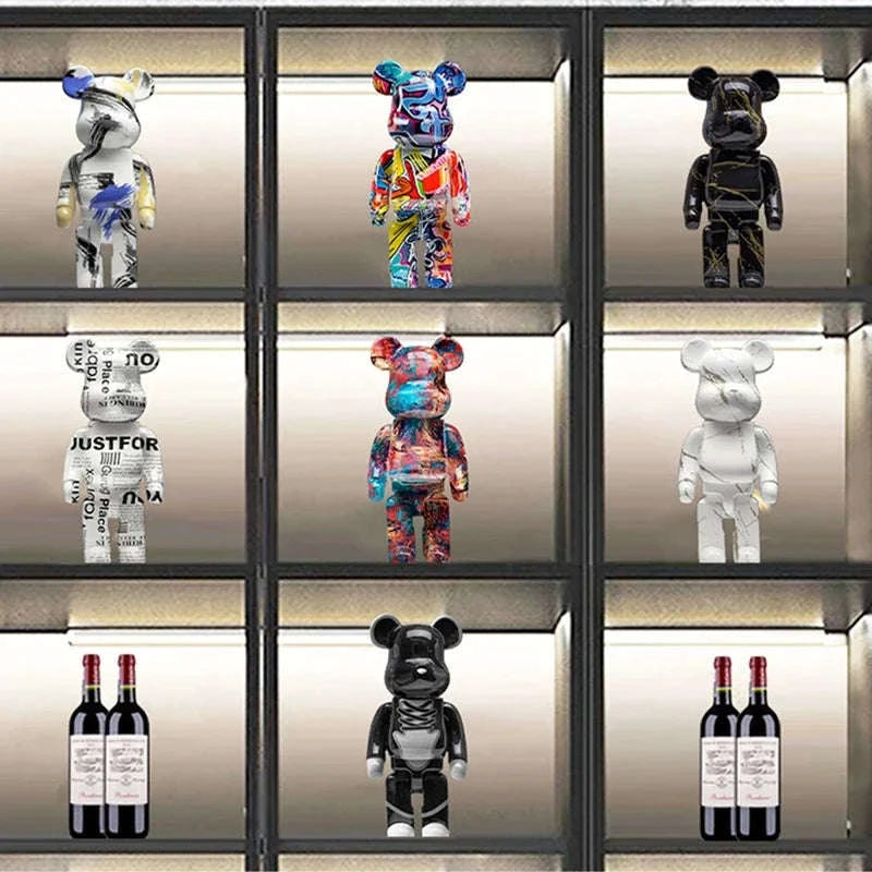 Graffiti Bear Resin Storage Figurine for Home Decor-R