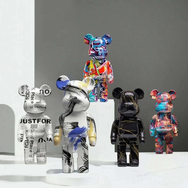 Graffiti Bear Resin Storage Figurine for Home Decor-R