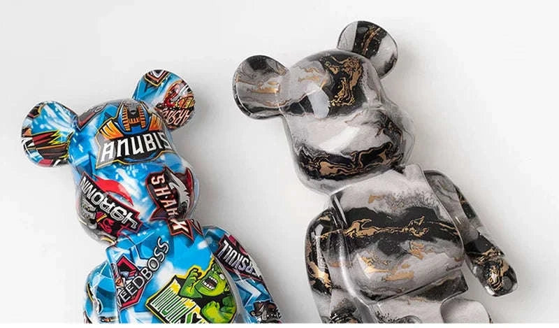 Graffiti Bear Resin Storage Figurine for Home Decor-R