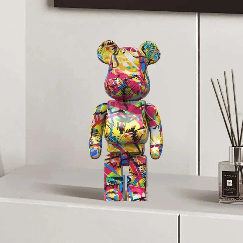 Graffiti Bear Resin Storage Figurine for Home Decor-R