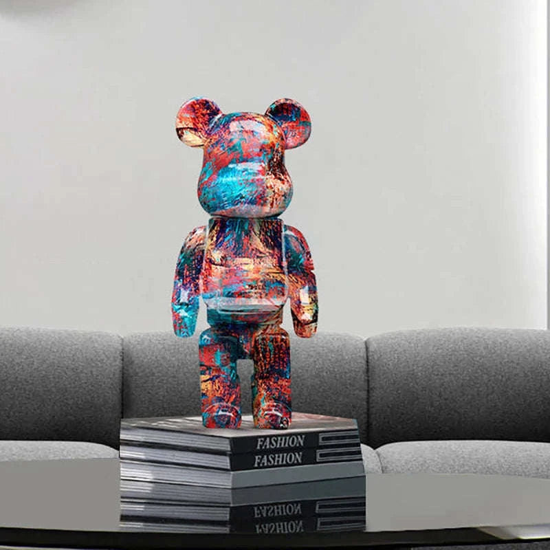 Graffiti Bear Resin Storage Figurine for Home Decor-R