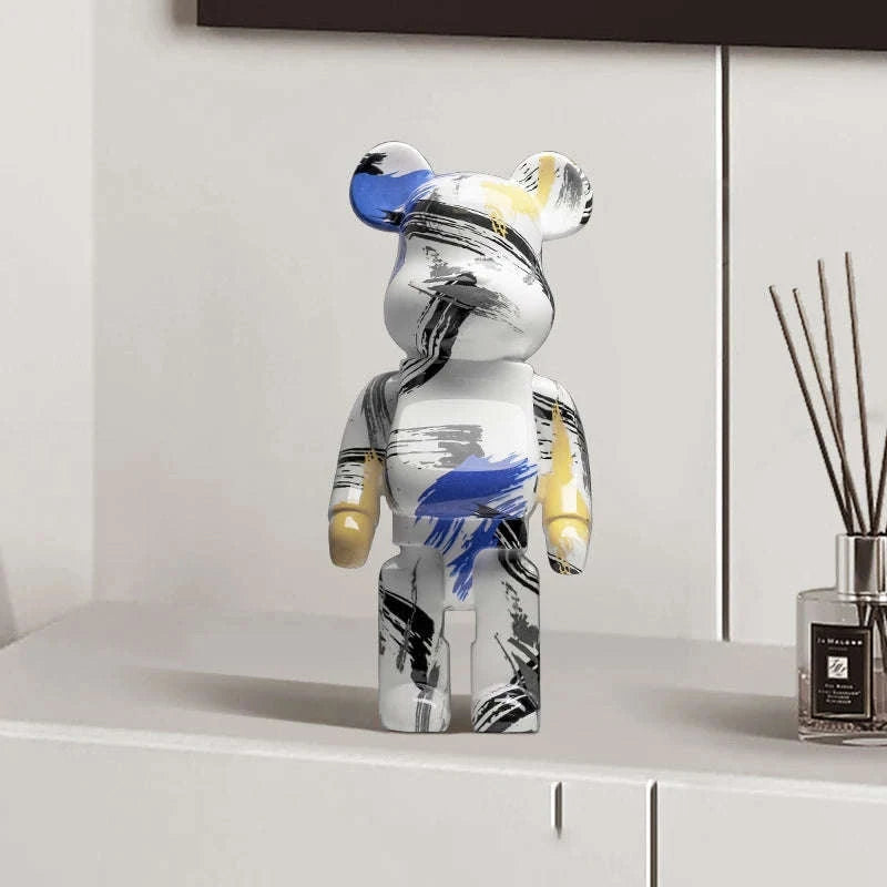 Graffiti Bear Resin Storage Figurine for Home Decor-R