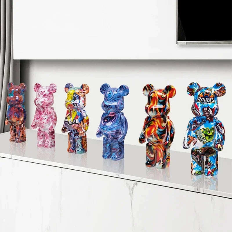 Graffiti Bear Resin Storage Figurine for Home Decor-R
