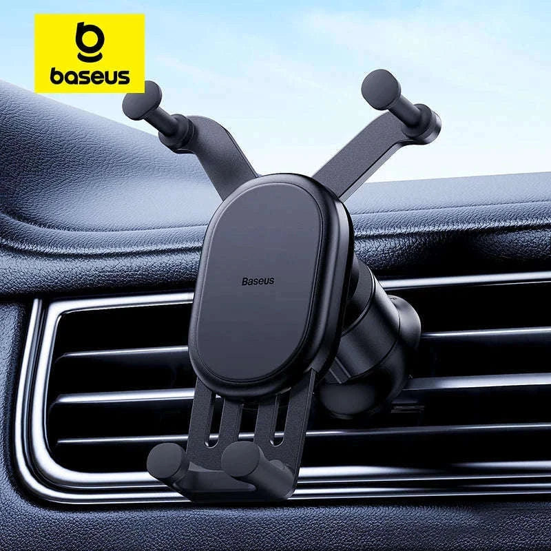 Gravity Car Phone Holder Air Vent Mount with Auto Clamp Grip-Black