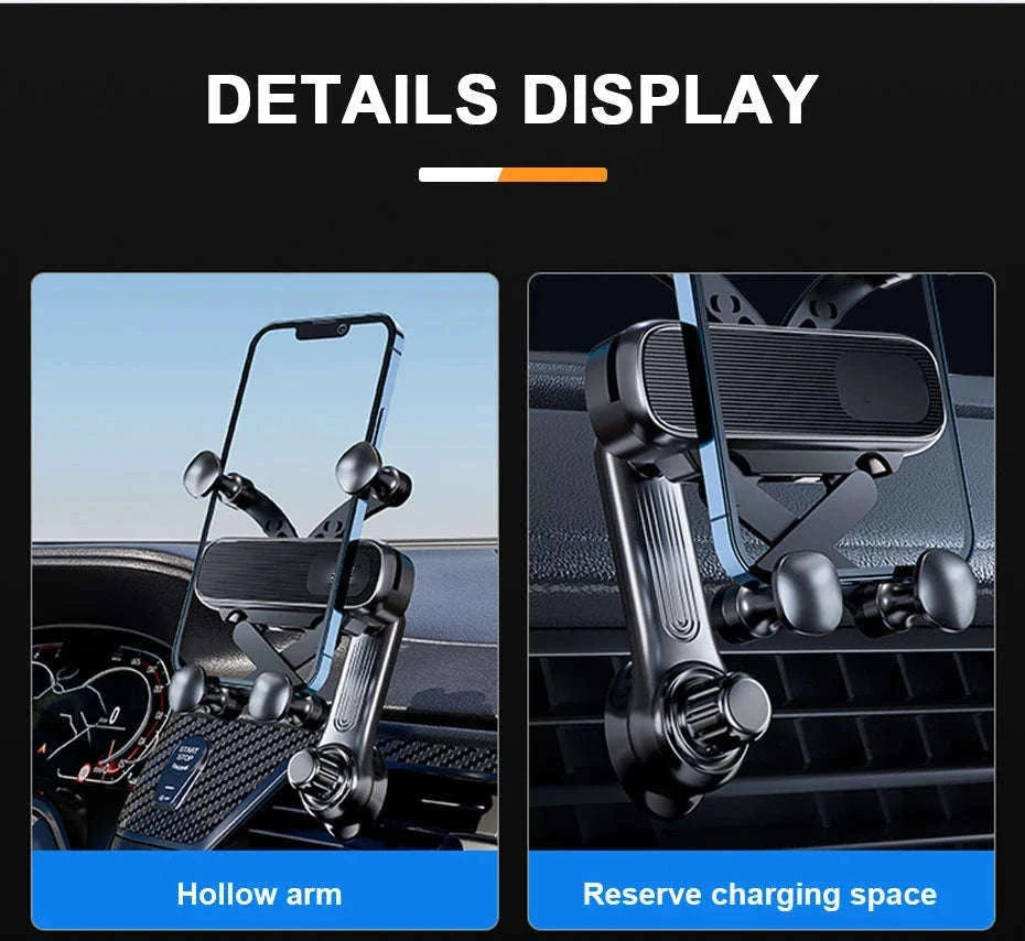 Gravity Car Phone Holder Air Vent Telescopic 360-Degree Mount-Short