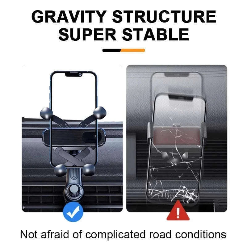 Gravity Car Phone Holder Air Vent Telescopic 360-Degree Mount-Short