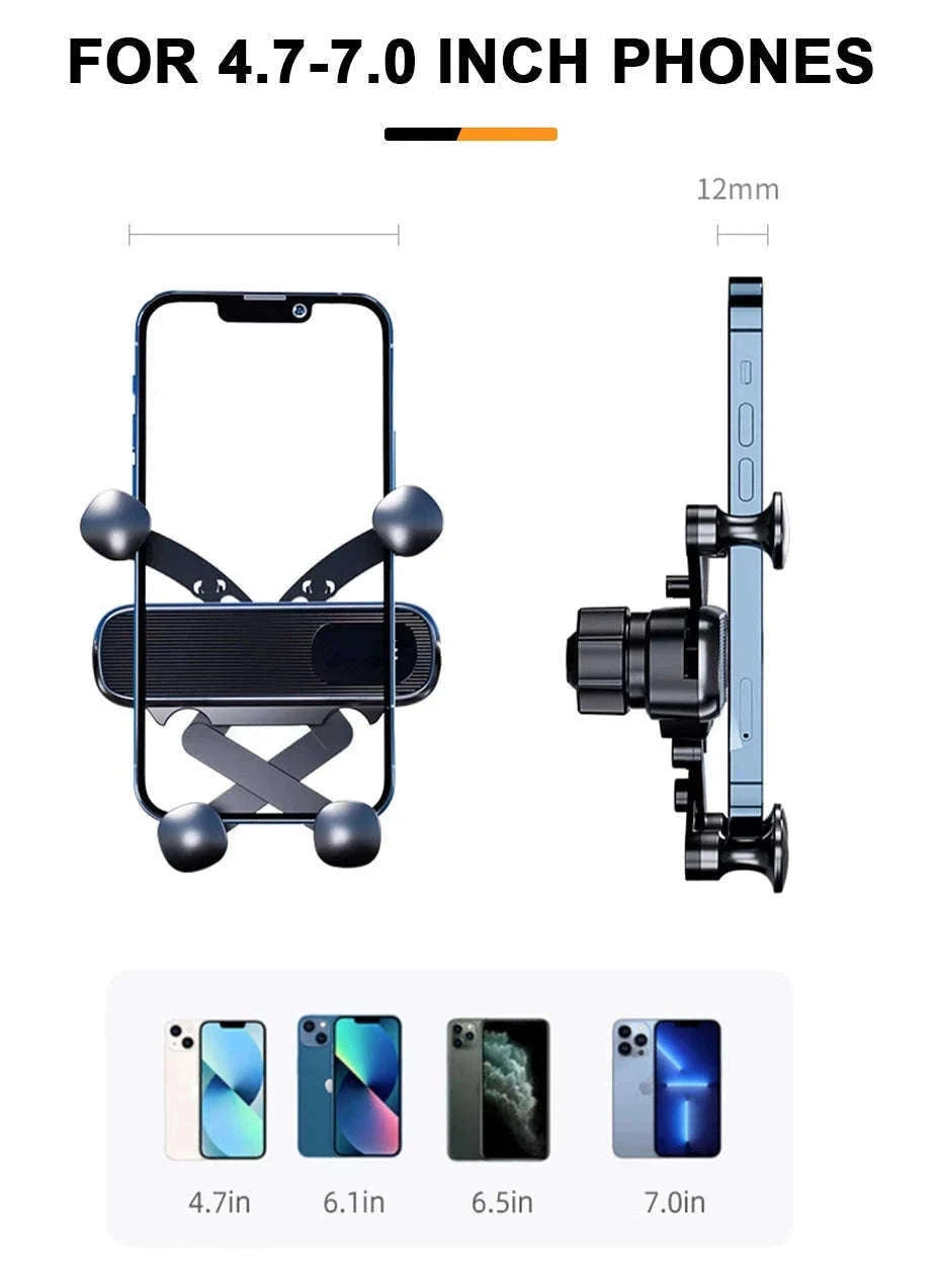 Gravity Car Phone Holder Air Vent Telescopic 360-Degree Mount-Short