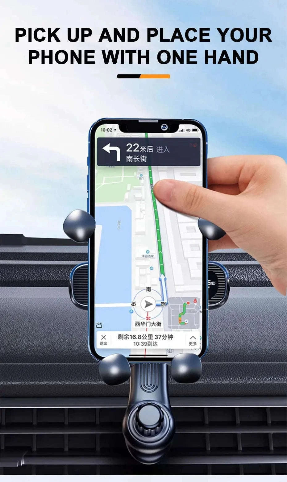 Gravity Car Phone Holder Air Vent Telescopic 360-Degree Mount-Short