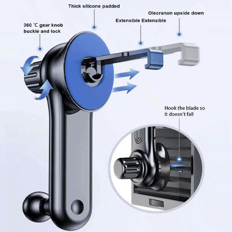 Gravity Car Phone Holder Air Vent Telescopic 360-Degree Mount-Short