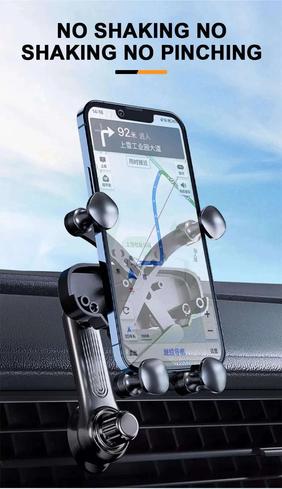 Gravity Car Phone Holder Air Vent Telescopic 360-Degree Mount-Short