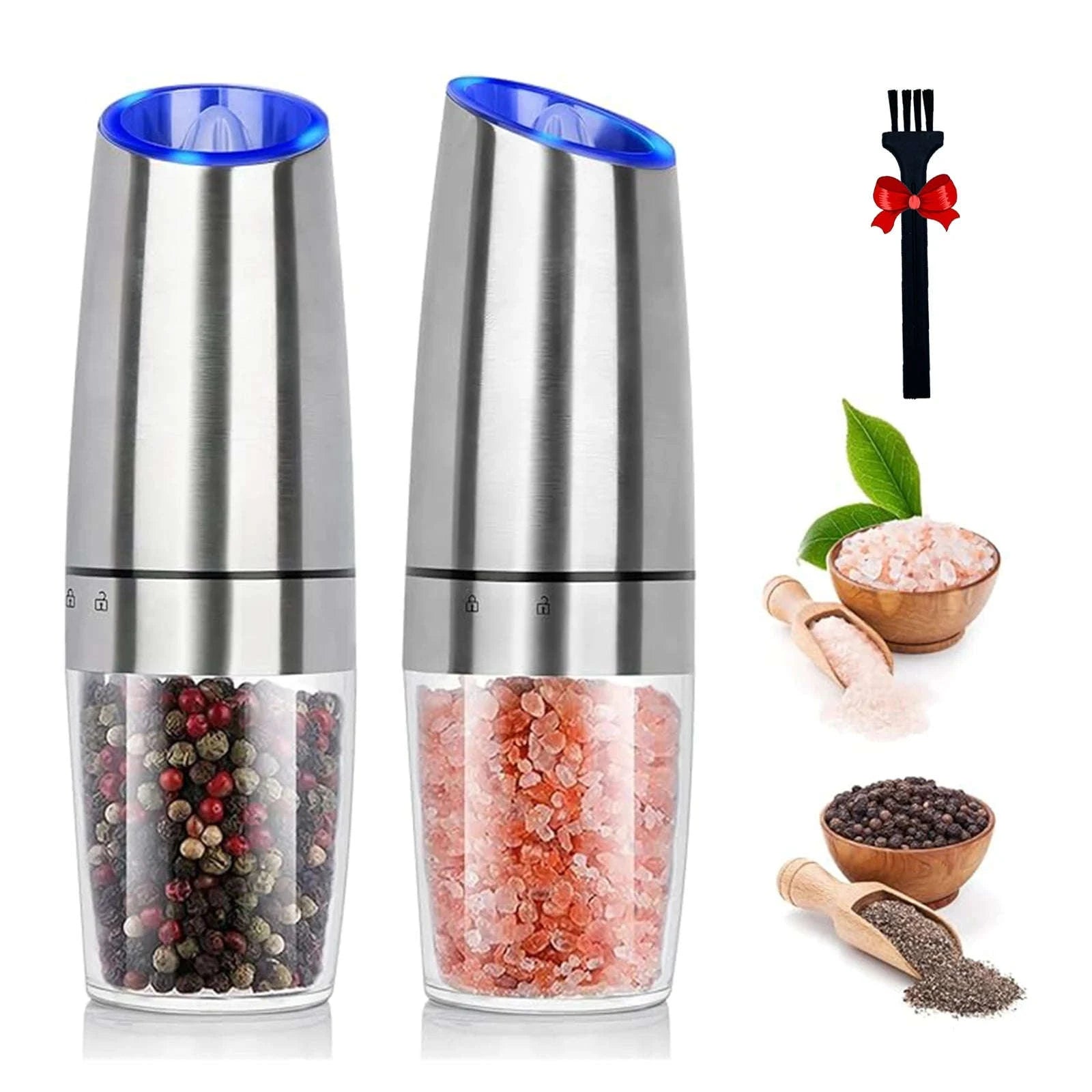 Gravity Electric Salt and Pepper Grinder with LED Light, One-Hand Operation-1pc / United States